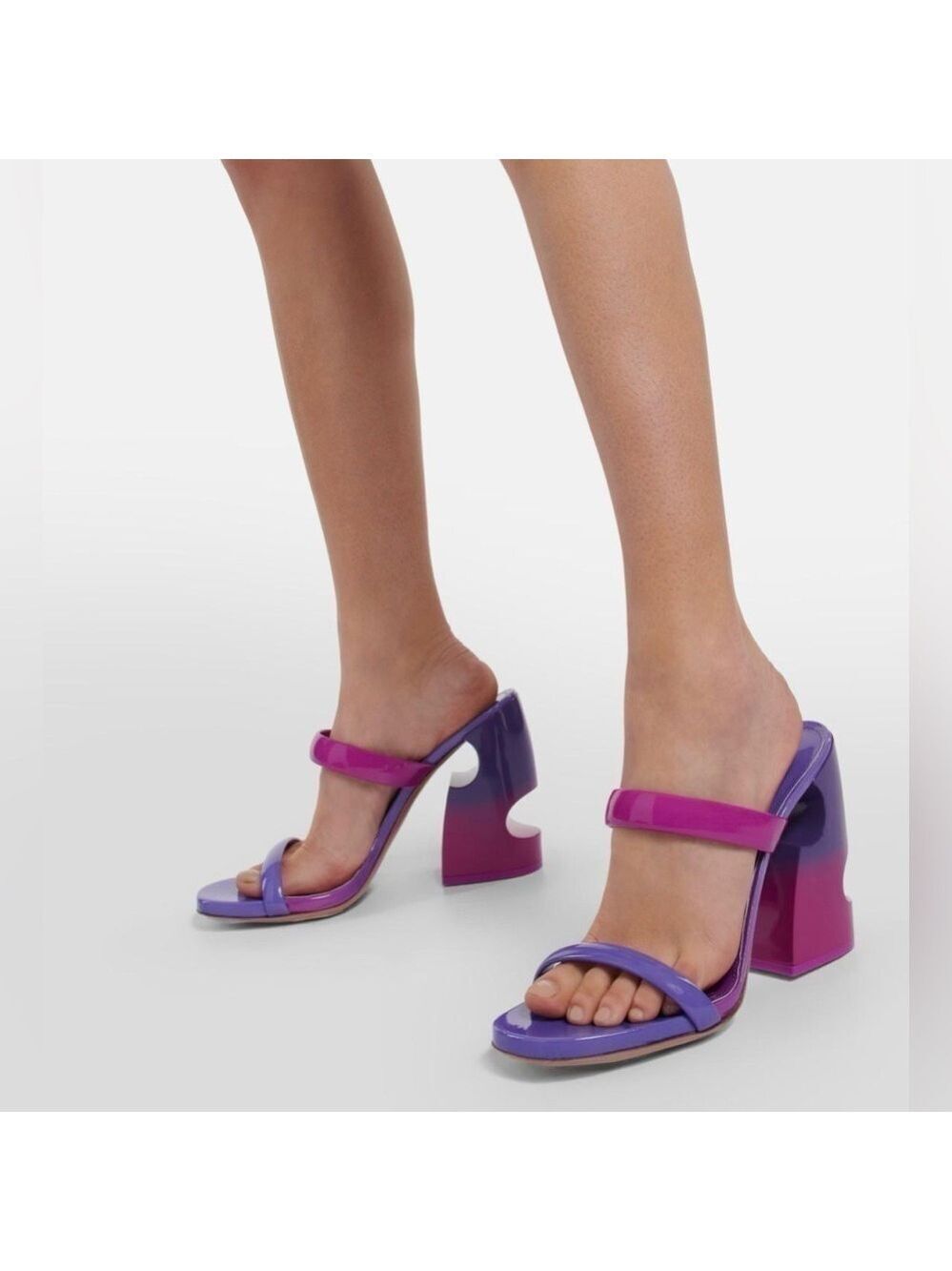 Off -White c/o Virgil Abloh Shade Bulky Patent Lea Mule in Fuchsia Violet NWT